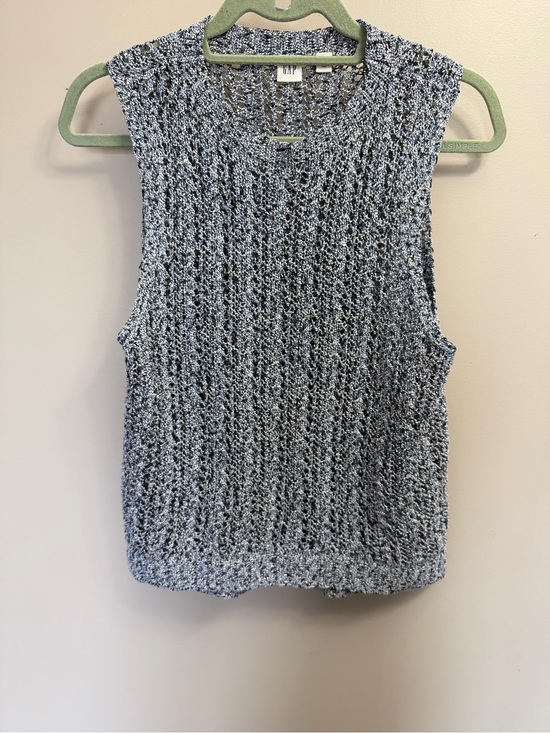 GAP Tops - Gap open-stitch marled knit sweater tank top Sz L